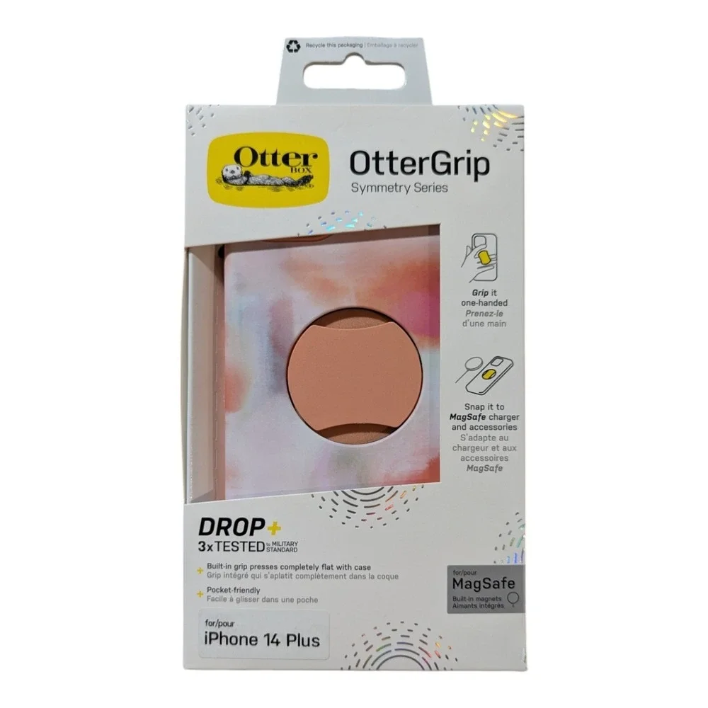 i2. OtterBox OtterGrip Symmetry Case Apple iPhone 14‎ Plus Peach See Description
